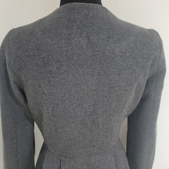 Bebe Wool Blend Snap Enclosure Peplum Coat Size XS Charcoal Gray Feminine Dressy - Picture 10 of 13